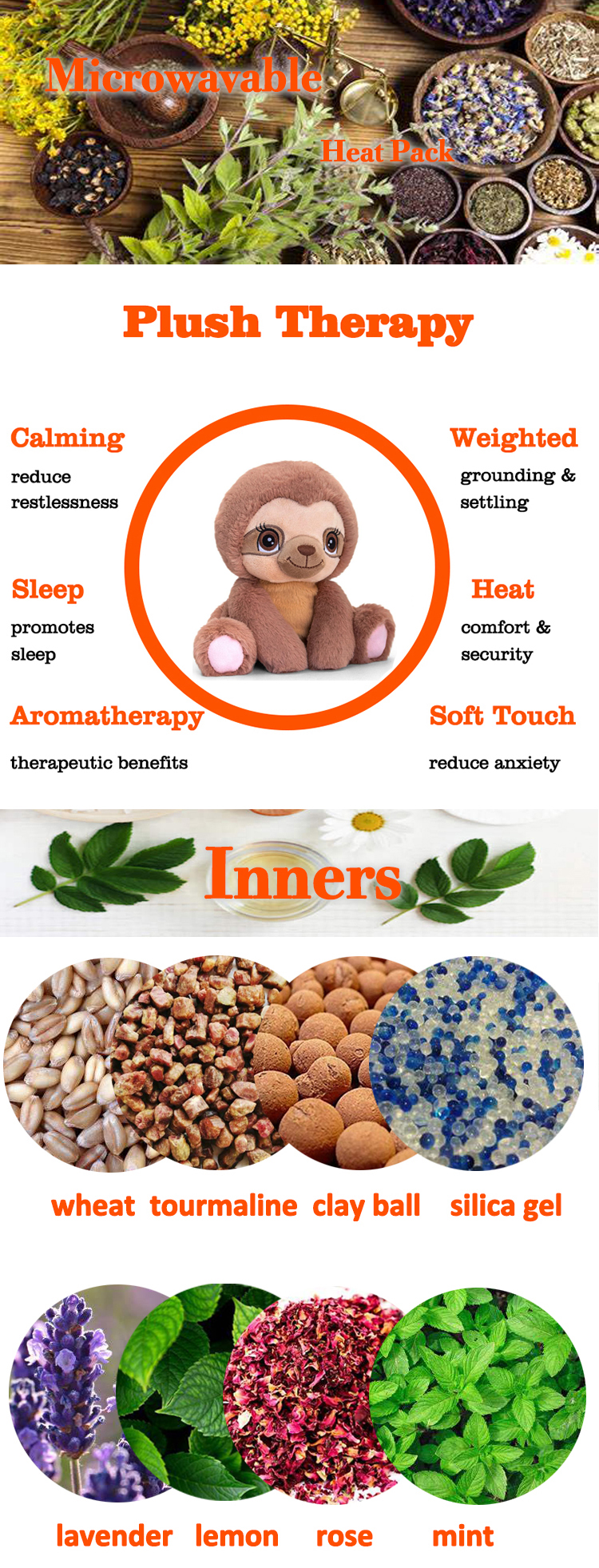 100% natural stuffed animal microwave heat pack portable heating pad seed wheat bag