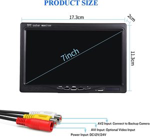 Monitor de vista trasera de coche Digital de camión de retroiluminación portátil de 7 pulgadas para cámara de respaldo de coche NTSC/PAL con soporte de control remoto - Product Image 2