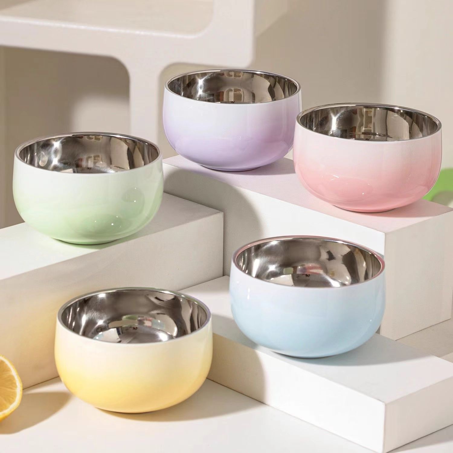 304 double-layer gradient bowl-1 piece-blue