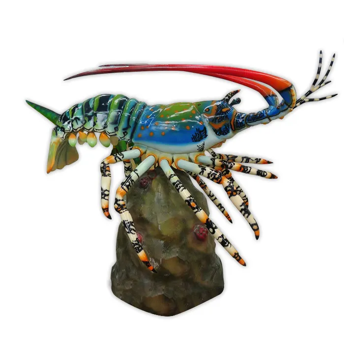 Statua di aragosta in fibra di vetro vivida realistica di alta qualità a grandezza naturale modello animale animatronic per la decorazione