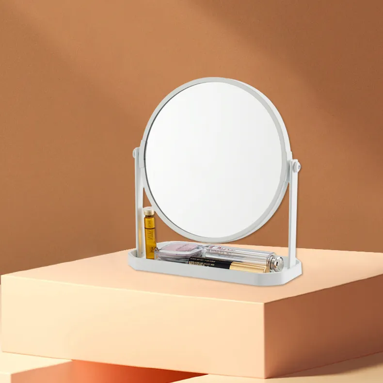 Specchio da tavolo in plastica specchio per il trucco con ingrandimento a doppia faccia specchio per il trucco da tavolo di forma rotonda