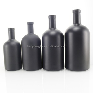Rỗng 200ml 375ml 500ml 750ml 1000ml Frosted Matt thủy tinh màu đen chai dầu ô liu rượu Gin rượu mạnh chai với nút chai cap - Product Image 2