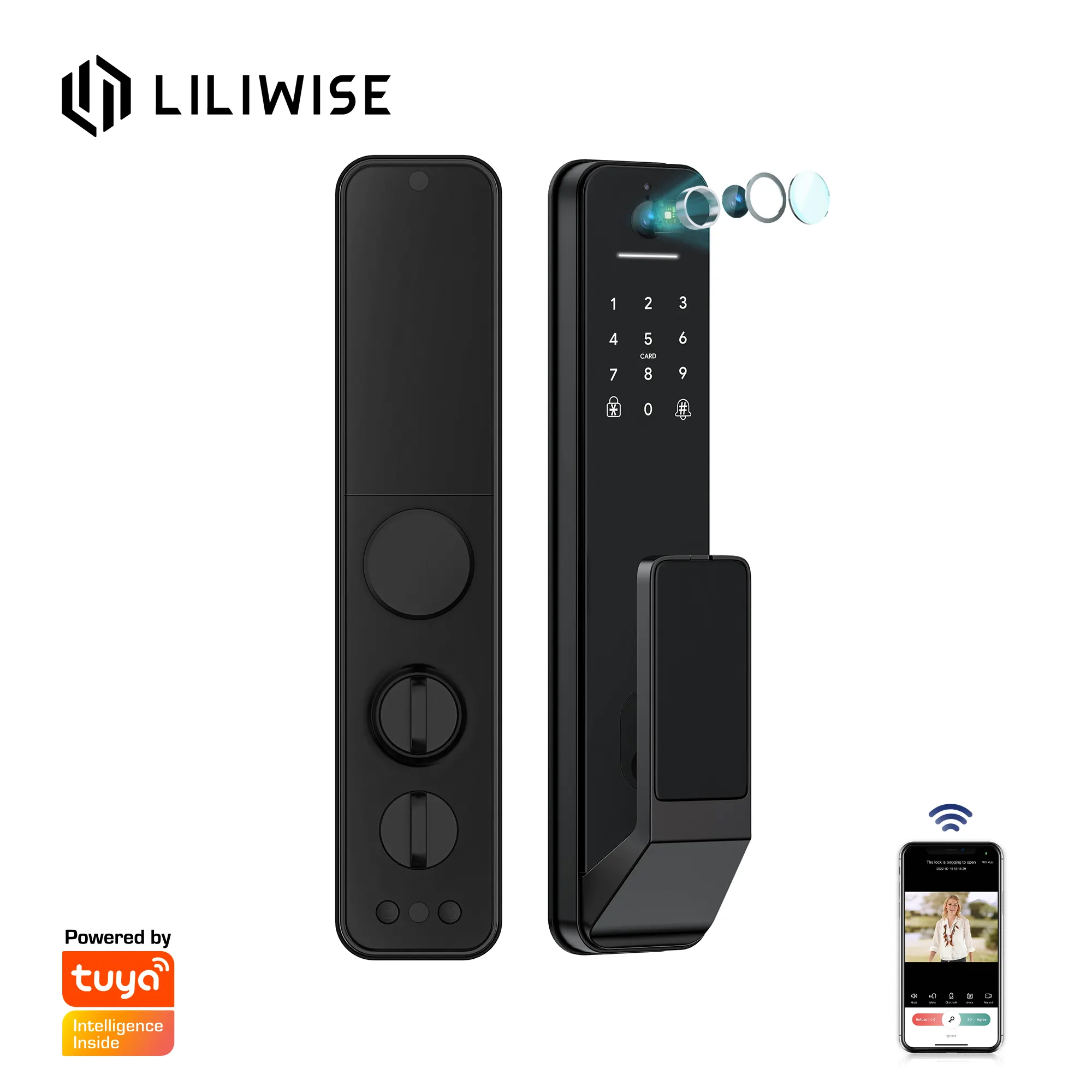 Lywise fechadura inteligente, fechadura inteligente, wi-fi, tuya, vida inteligente, app, vídeo de porta, palavra de senha, bloqueio de porta inteligente, com câmera