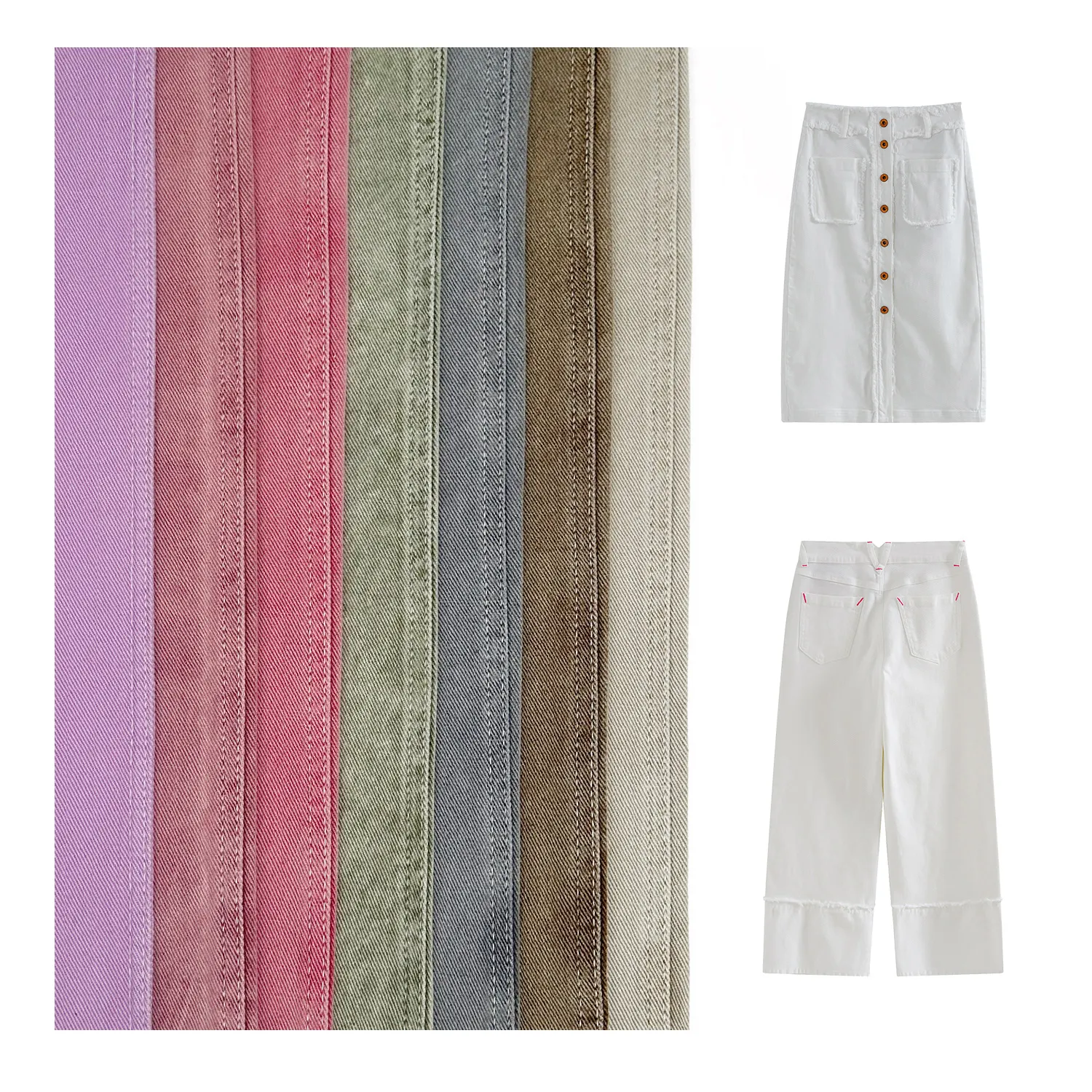 Stok lot kain Jin siro 100% kain denim katun dengan warna mercerize Kain jeans twill untuk pakaian desainer dengan grosir