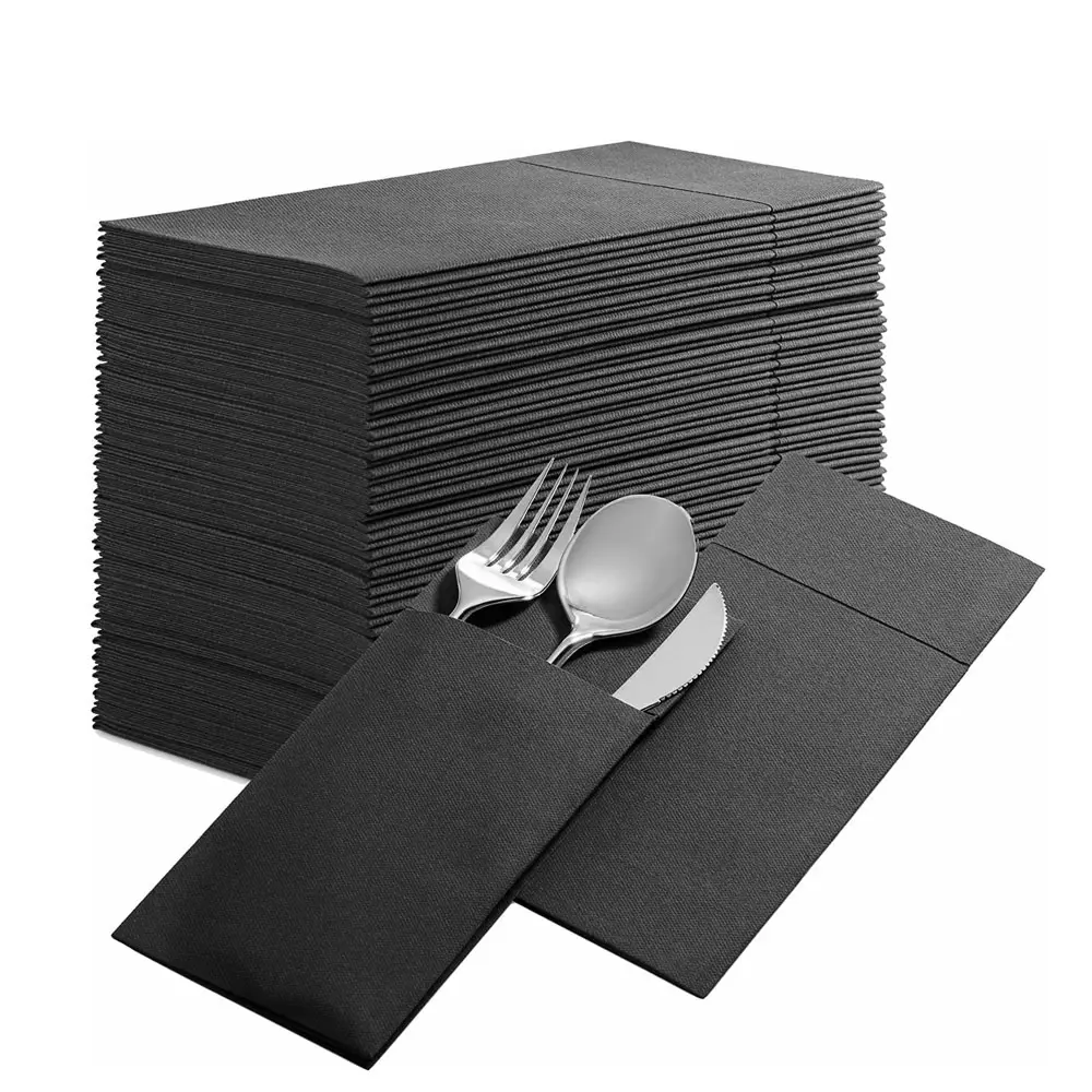 Serviettes en papier de soie personnalisées 1 pli 400mm x 400mm au toucher lin jetables pour le dîner