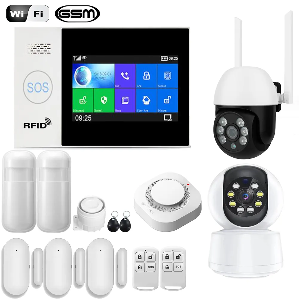 2023 Tuya Smart Home Security Kit sistema di allarme GSM con sensore pir dectecter tramite tastiera telecamera Wifi