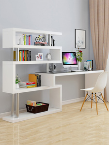 Mesa de ordenador de montaje en pared plegable moderna Escritorio de ordenador plegable de esquina flotante montado pequeño con estantería - Product Image 2