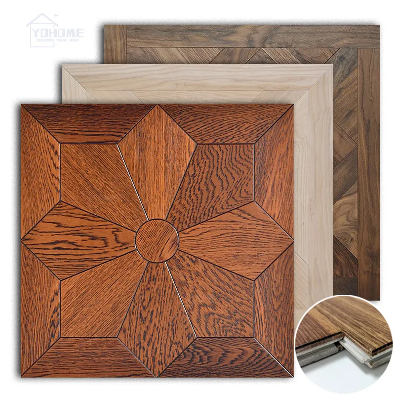 การออกแบบไม้ปาร์เก้ผลกระเบื้องพื้นไม้ปาร์เก้ไม้ผล Marquetry ที่สวยงามสำหรับโรงแรมโอ๊ค