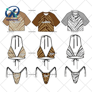 Tùy Chỉnh Tiger Sọc Bikini Top T-Shirt Đồ Bơi Tắm Phù Hợp Với Nhà Sản Xuất Của Phụ Nữ Sexy Của Nylon Spandex Bộ Bikini Bộ Leopard - Product Image 1