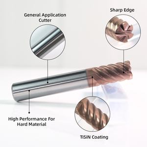 Özel 6 flüt yarıçapı frezeler fabrika-doğrudan yüksek Hardnes Cnc kesme aletleri Tungsten karbür bronz kaplı yuvarlak burun kesiciler - Product Image 2