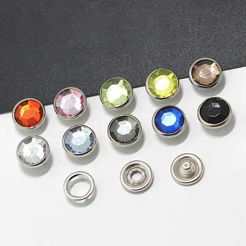 10MM Mode Metall Acryl Kristall Strass Diamant Ring Prong Verschluss Druckknopf für Kinder tragen