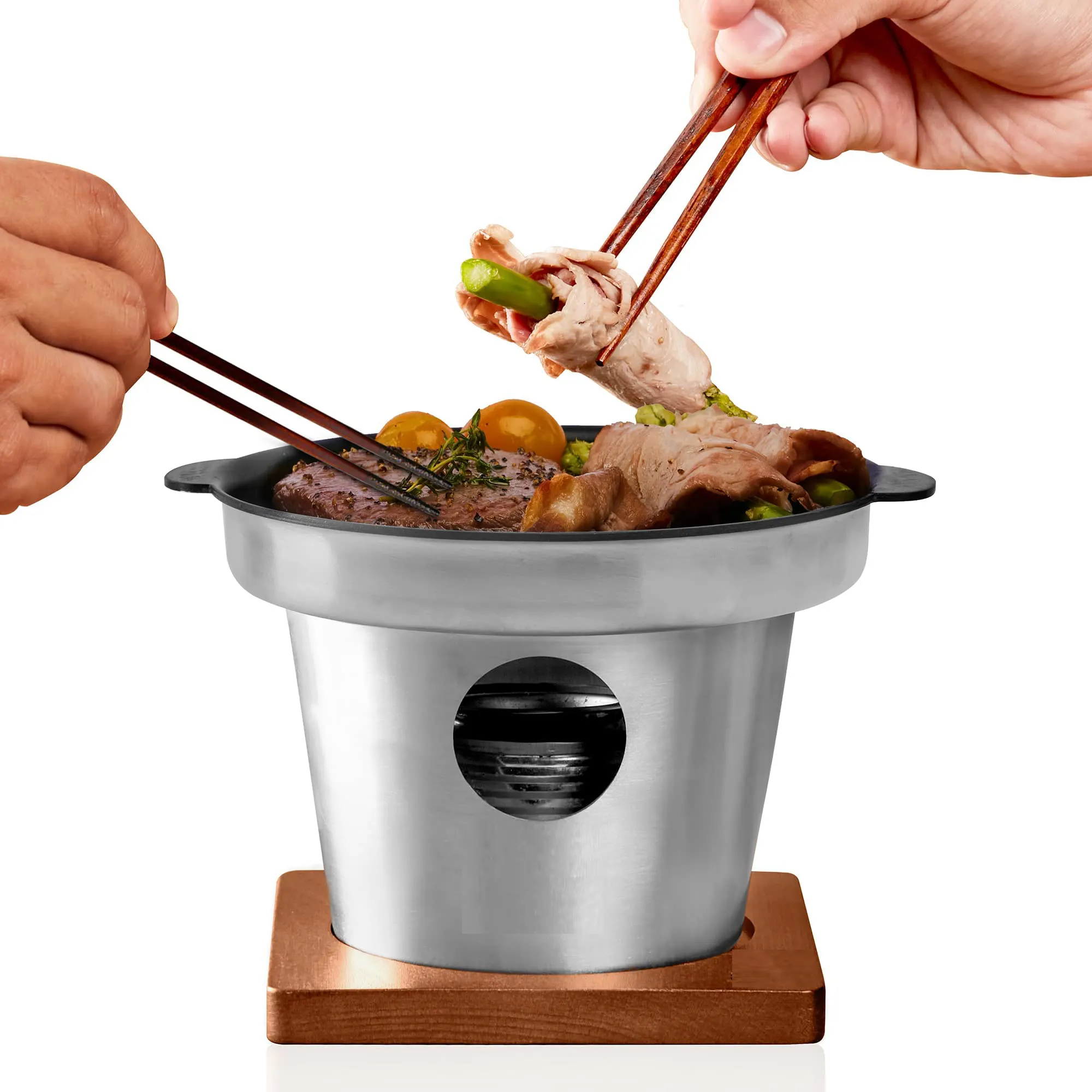 Tisch-Alkohol ofen im koreanischen Stil Yakin iku Yakitori Dreilagiger, rauchfreier Mini-Grill aus rostfreiem Edelstahl