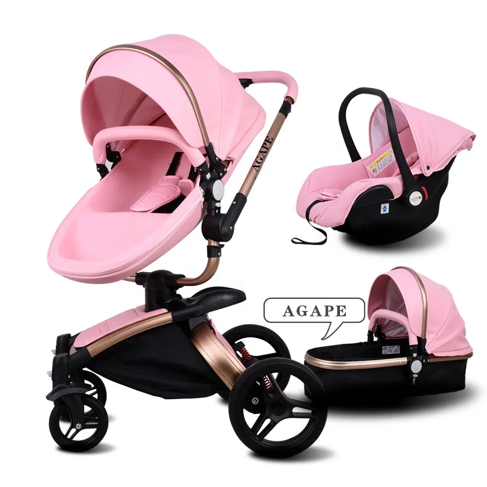 Pink PU Leather Chinaサプライヤーの新スタイル360 Universal EVEタイヤ3で1 Babyベビーカー