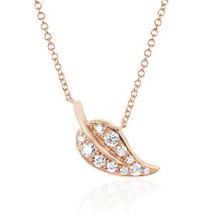 אבני חן 925 כסף סטרלינג כסף זהב 14 קראט זירקון עלה שרשרת תליון לנשים - Product Image 3