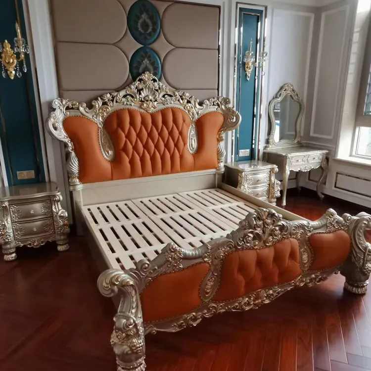 Antique Luxury European Baroque Bed french style 1616#