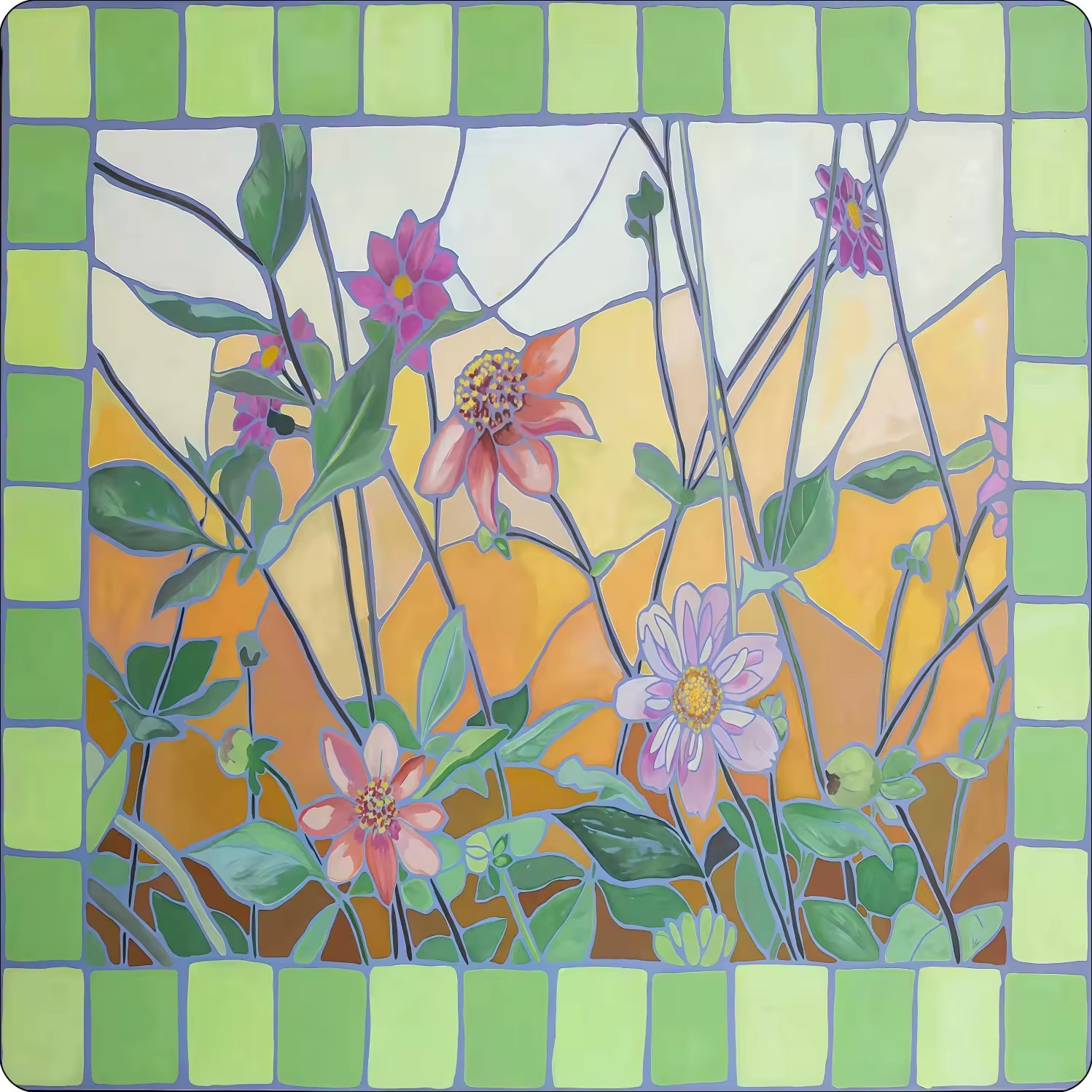 Fleurs à motifs verts