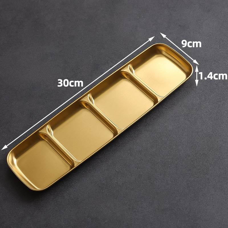 9x30cm four-compartment square plate (gold)