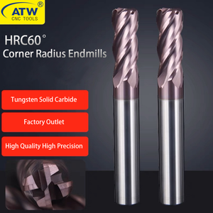 用于HRC60铣刀数控刀具的ATW高性能立铣刀钨硬质合金转角半径立铣刀D6R1 * D6 * 50L * 4F - Product Image 5