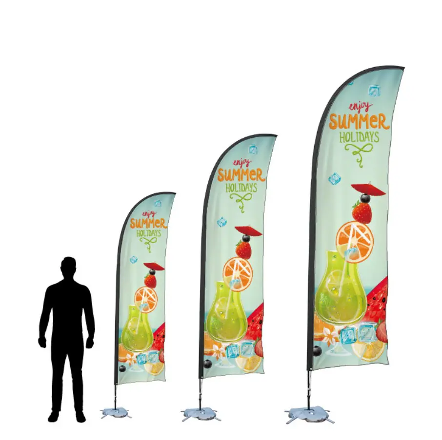 2m 3m 4m 5m bandiera bandiera piuma banner pubblicitario personalizzato oriflamme base vendita segno promozionale Kit Stand bandiere