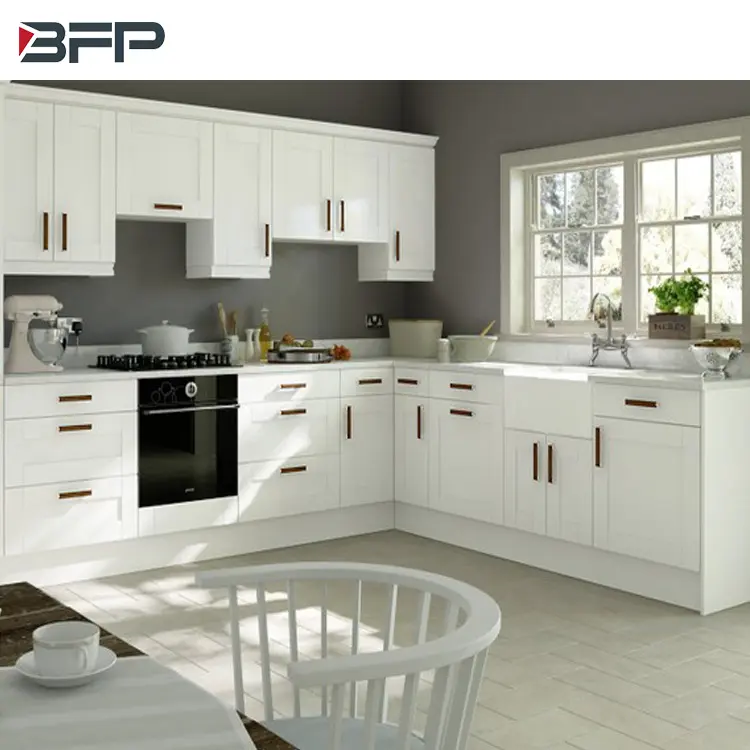 Preço de fábrica bdp, design moderno completo pvc/laca cozinha ilha móveis cocina branco shaker modular armário de cozinha