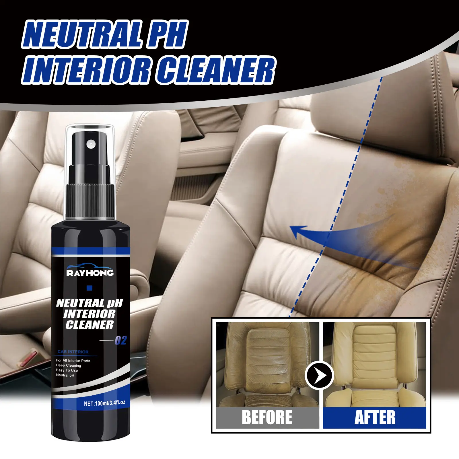 Benutzer definiertes Logo Autos itz Clean Agent Mehrzweck-Innen leder reiniger Liquid Effective Leather Sofa Cleaner Spray