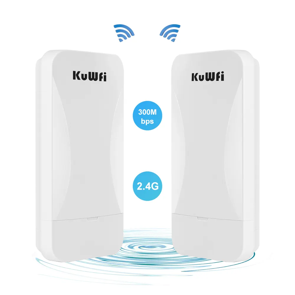 KuWFi WB2F01 Pont sans fil Point à Point Caméra Ethernet 2.4G sans fil 300Mbps Extérieur WIFI Pont Routeur Pont Répéteur