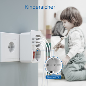 Enchufe USB con interruptor, adaptador de enchufe múltiple con 3 puertos USB, tira de alimentación, protección contra sobretensiones