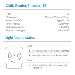 Sistema de hotel inteligente lector de tarjetas usb RFID E3 ttlock cerradura de puerta de hotel ttlock lector de tarjetas de control de acceso E3 - Product Image 3