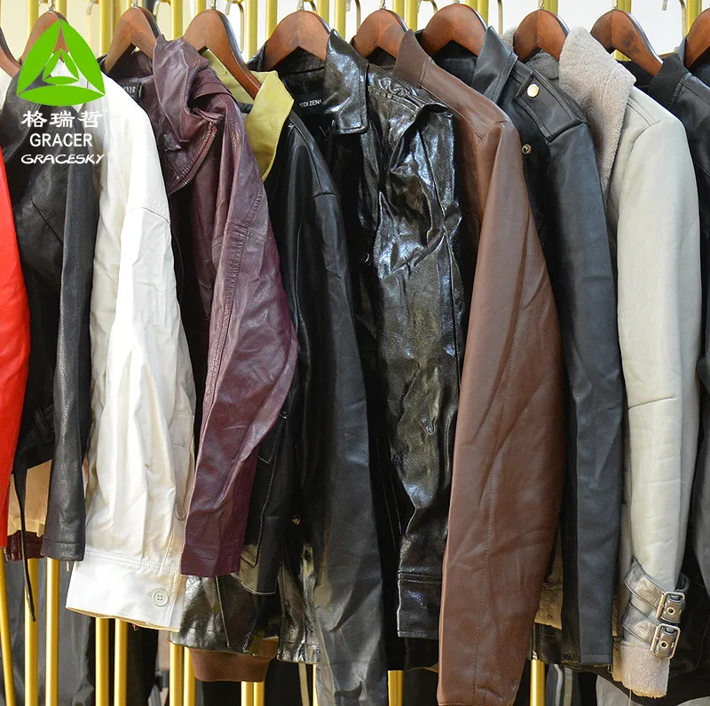 Leather Jacket Clothes Bales Italy Mixed Used Clothing Vintage Clothing Wholesale Japan