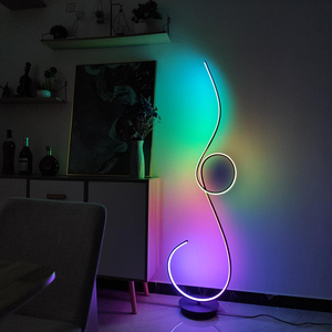 İskandinav Modern köşe zemin lambası oturma odası için RGB LED ışık uzaktan kumanda ve App kontrol konut kullanımı için ABS malzeme - Product Image 5