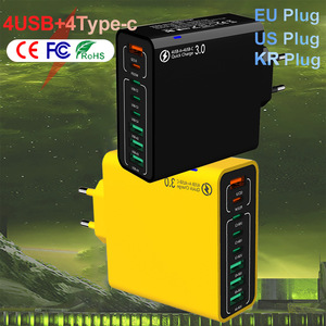 100W USB tip C şarj 8 port hızlı şarj duvar Cargador ab İngiltere abd tak PD cep telefonu şarj cihazı için mobil adaptör güç - Product Image 4