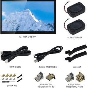 Raspberry Pi 4B 10,1-Zoll-Touchscreen 1024x600 IPS-LCD mit 2 Lautsprechern Display halter für Raspberry Pi 4 Modell B/3B/PC