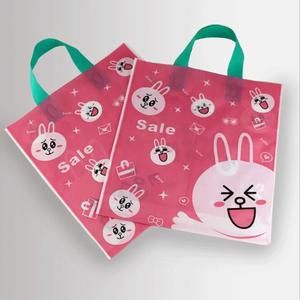 Biodegradable Poly Plastic <strong>Soft</strong> <strong>Loop</strong> <strong>Handle</strong> Packaging Bag with Custom Printed Logo for Clothes - Product Image 4