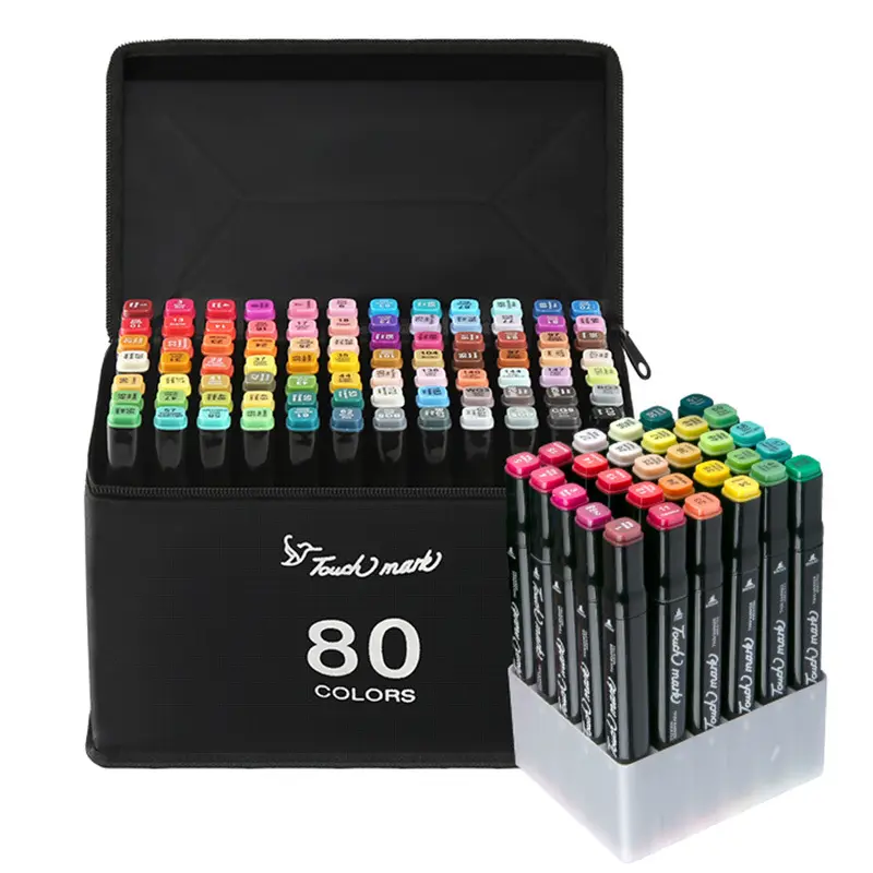 80 Kleuren Niet-Giftige Verf Fineline Dubbelzijdige Schets Markers Dual Tip Twin Tekening Alcohol Permanente Kunst Maga Marker Pen