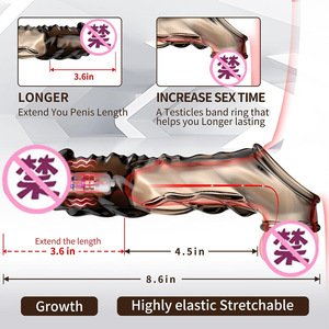 Penis Ärmel Verlängerung Dildo Vibrator Männlicher Hundvergrößerung sexy Dick wiederverwendbares TPE-Kondom erwachsene erotische Sexspielzeuge für Männer Frauen% - Product Image 4
