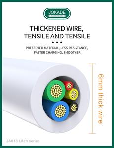 JOKADE Wholesale Price 6mm <strong>Thick</strong> Wire <strong>Usb</strong> to Type C 120W Super Fast Charging High Speed Transmission Data Cable for Phone - Product Image 5