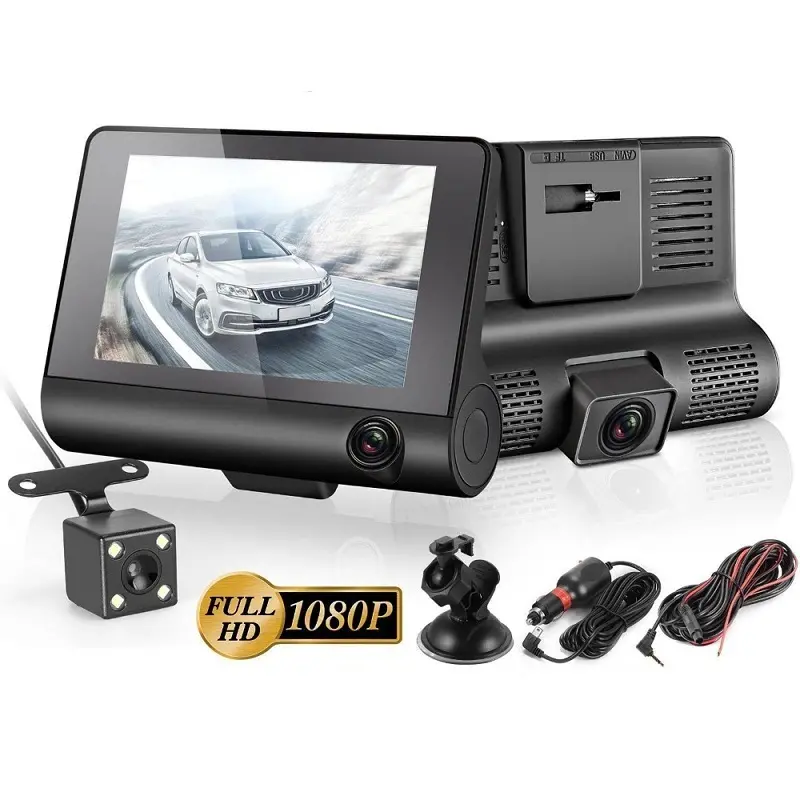 OEM Oem fabrika 4 inç araba dvr'ı Hd 1080p 3 Lens otomatik kaydedici araba kamera dikiz kamera otomatik kayıt sürüş kaydedici