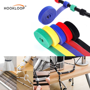 Gancho troquelado reutilizable Loge personalizado y correa de bucle ajustable multicolor autoadhesivo gancho y lazo para cables - Product Image 1