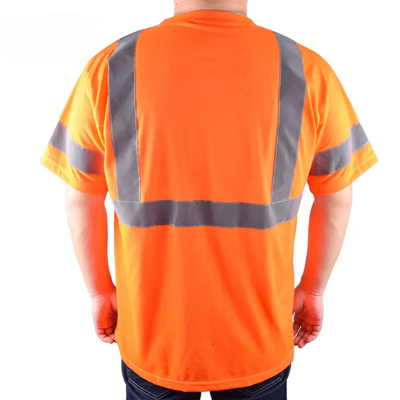 Camiseta de manga corta de construcción de alta visibilidad personalizada, camisas de trabajo de seguridad Hi Vis, venta al por mayor