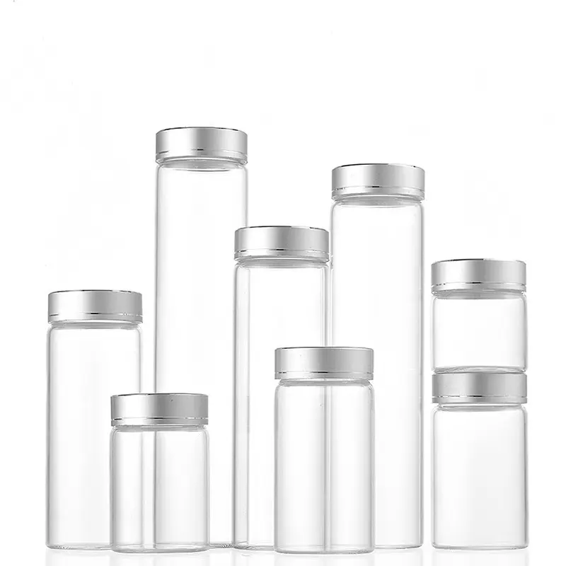 Diameter 47mm Mini Small Household Kitchen Refrigerator Storage Glass Spice Jars With Silver Alumina Lid