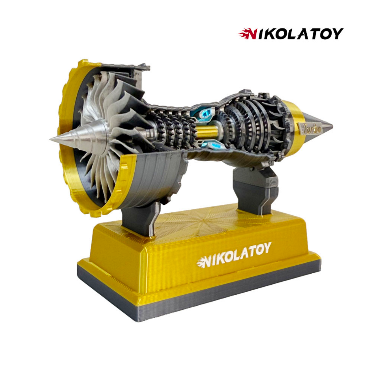 NIKOLATOY Miniatura de turborreactor Trent 900 para aeronaves (amarillo).