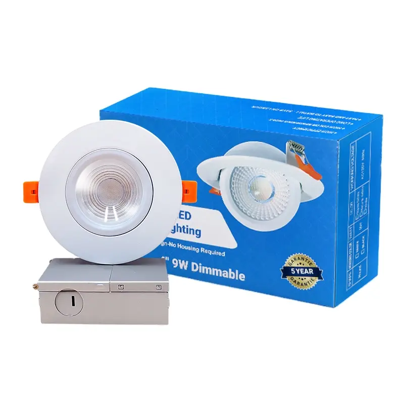 Indoor Ceiling Minimalist Design Hotel Light Fixture Dim to Warm Tricolor White Finish LED Recessed Gimbal Downlight
