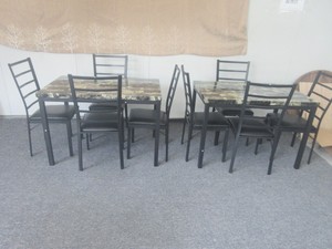 3 Piece <strong>Rectangular</strong> Modern Faux Marble Top Dining <strong>Table</strong> Set With 4 PU Padded Chairs <strong>Counter</strong> <strong>Height</strong> Dining Room Set for 4 - Product Image 6