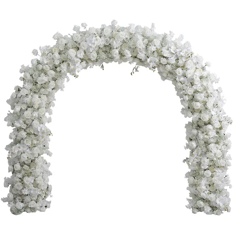 Arco de Flores Artificiales para Boda, Decoración de Fiesta de Cumpleaños, Rosa Blanca de Seda, Aliento de Bebé, 2,4 m, Novedad