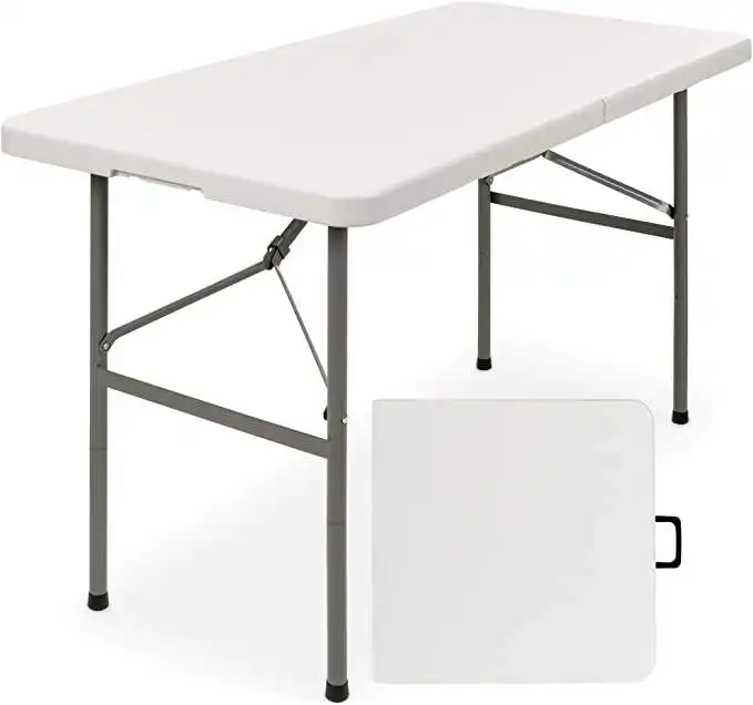 Mesa dobrável de plástico para 4 pessoas, conjunto de mesa e cadeira dobrável para acampamento, ideal para piquenique, uso interno e externo