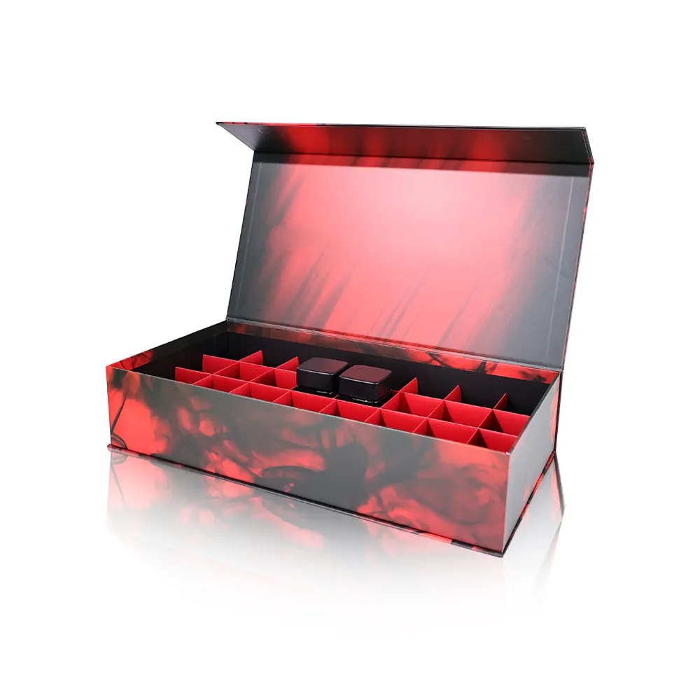 Caja de papel de regalo magnética plegable roja de lujo con logotipo personalizado de LOW MOQ con tapa de cierre magnético