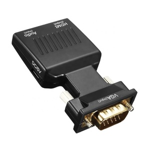 Convertor <strong>VGA</strong> <strong>Input</strong> <strong>to</strong> HDMI <strong>Output</strong> Adapter Adaptor With Micro USB Power Audio Cable Converter - Black