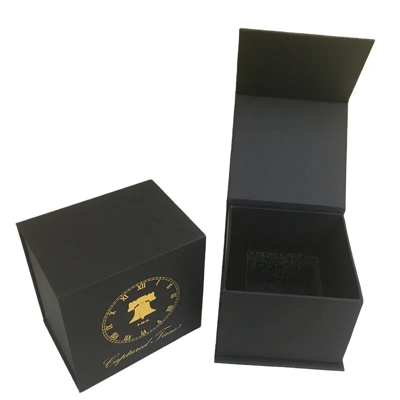 사용자 정의 로고 인쇄 종이 판지 마그네틱 플립 상단 단단한 선물 포장 상자 접이식 선물 상자