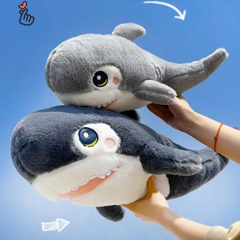 Occhi grandi simpatici Peluche cartone animato Peluche oceano di animali di mare imbottiti cuscino Peluche di squalo giocattoli