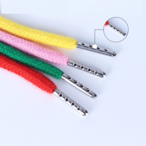 Sudadera con capucha barata personalizada con cordón de cuerda redonda y cordones coloridos, característica impermeable para bolsos, zapatos con punta de metal
